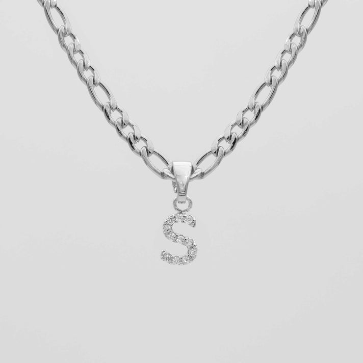 ICY Initial Necklace Figaro, available in Gold or Silver Plated, A-Z initials from Prya