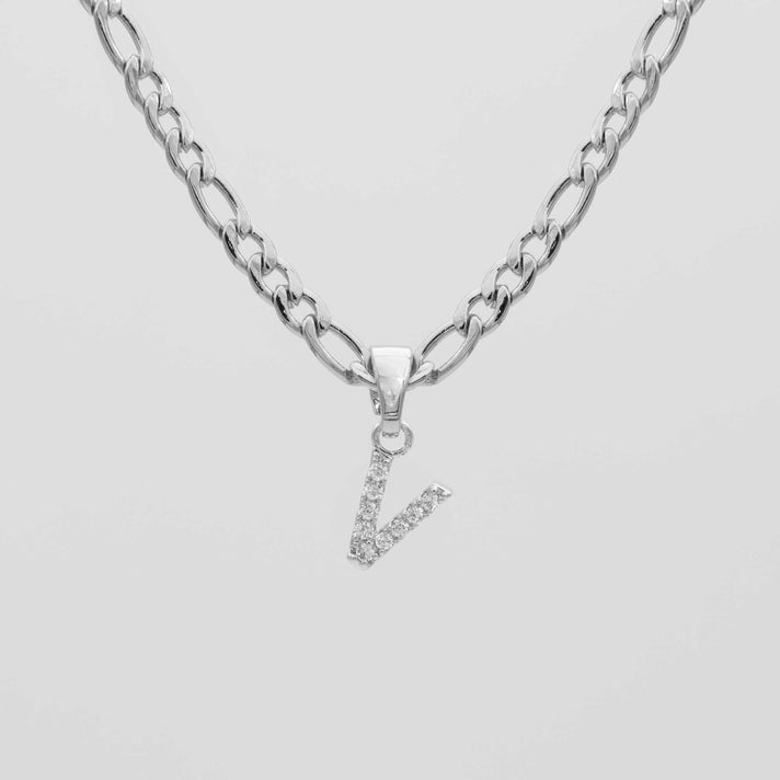 ICY Initial Necklace Figaro, available in Gold or Silver Plated, A-Z initials from Prya
