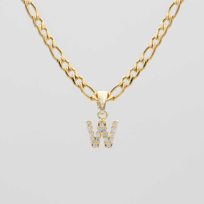 ICY Initial Necklace Figaro, available in Gold or Silver Plated, A-Z initials from Prya