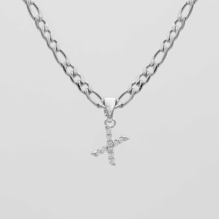 ICY Initial Necklace Figaro, available in Gold or Silver Plated, A-Z initials from Prya