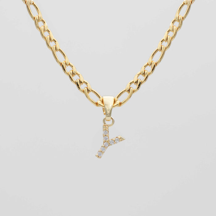 ICY Initial Necklace Figaro, available in Gold or Silver Plated, A-Z initials from Prya