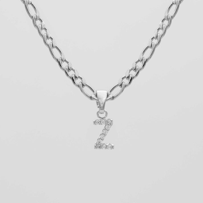 ICY Initial Necklace Figaro, available in Gold or Silver Plated, A-Z initials from Prya