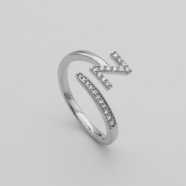 Silver Paved, adjustable Icy initial ring in Z