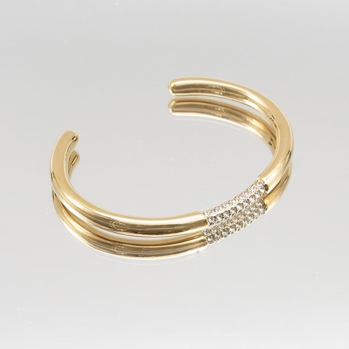 image of gold bangle with clear cz stones from prya