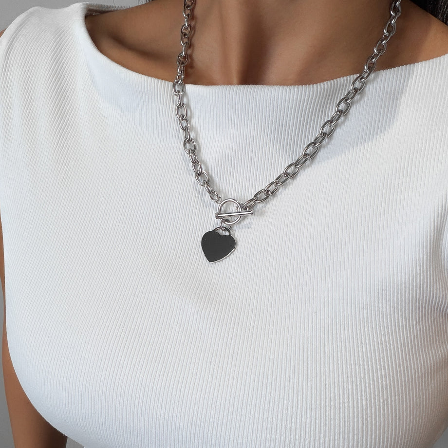 Hayley Heart T-Bar Necklace