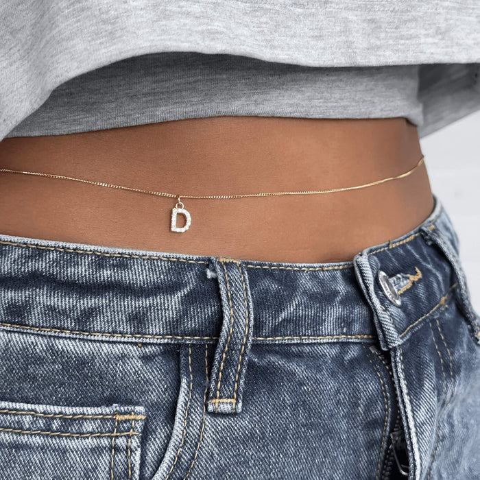 Icy initial belly chain from prya
