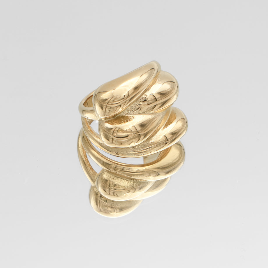 Indie Chunky Ring,  a Multi-Dome Chunky Ring inspired by retro geometric designs, crafted in 18k Gold plated stainless steel from prya