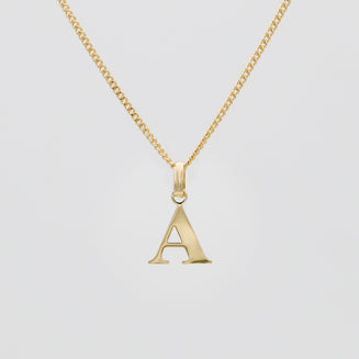 Roman Capital Initial Letter A Necklace in Gold | PRYA 