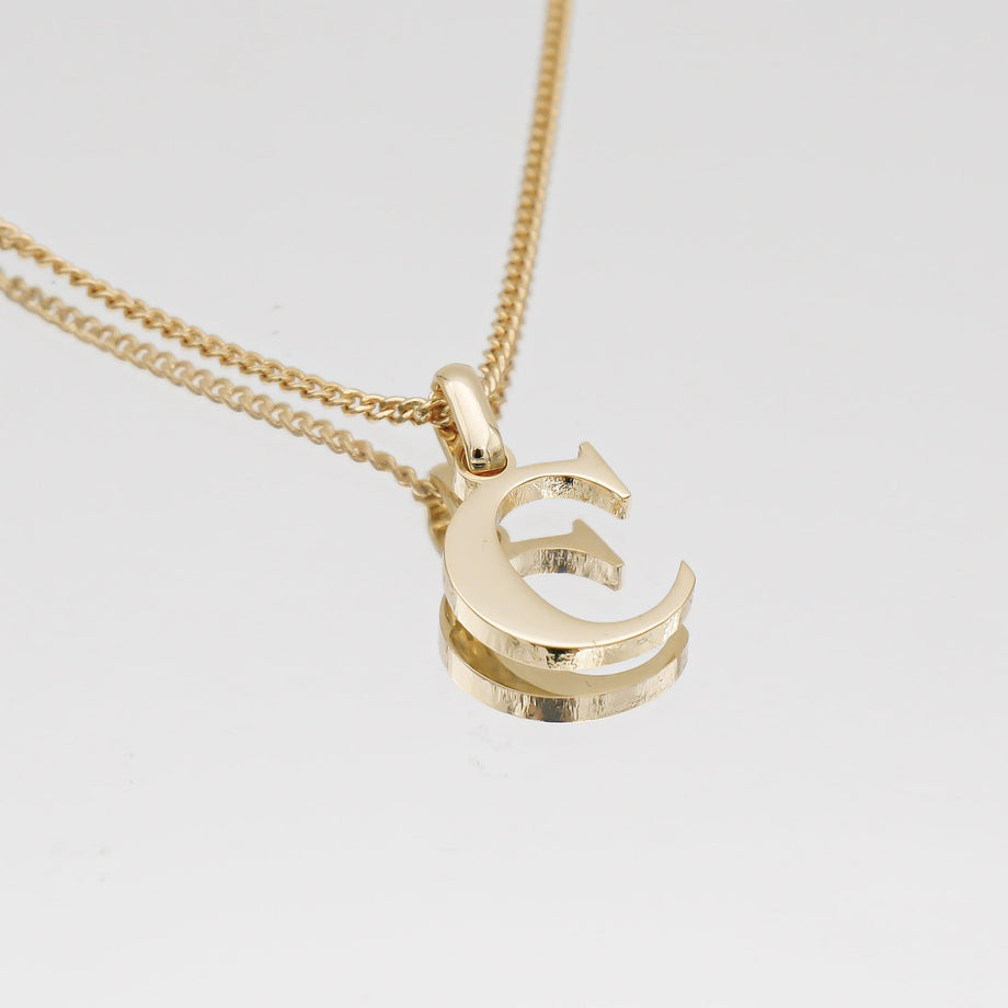 Roman Capital Initial Letter C Necklace in Gold | PRYA 