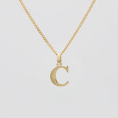 Roman Capital Initial Letter C Necklace in Gold | PRYA 