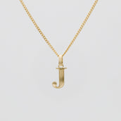 Roman Capital Initial Letter J Necklace in Gold | PRYA 