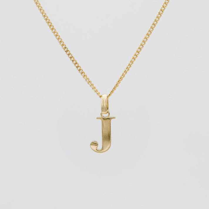 Roman Capital Initial Letter J Necklace in Gold | PRYA 