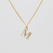 Roman Capital Initial Letter M Necklace in Gold | PRYA 