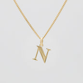 Roman Capital Initial Letter N Necklace in Gold | PRYA 