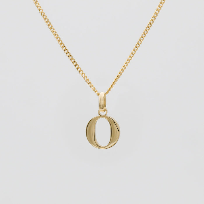 Roman Capital Initial Letter O Necklace in Gold | PRYA 