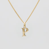 Roman Capital Initial Letter P Necklace in Gold | PRYA 