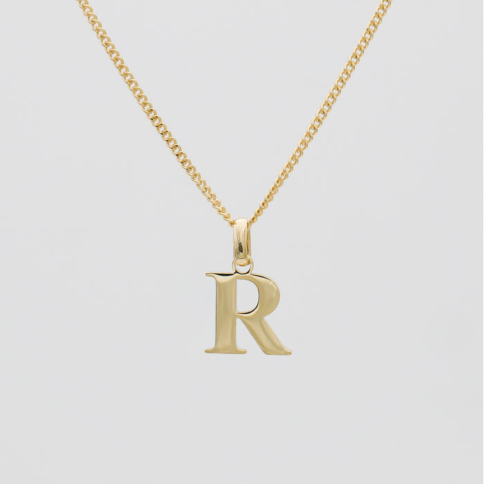 Kayla letter initial necklace in R in 18k gold plating from prya