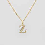 Roman Capital Initial Letter Z Necklace in Gold | PRYA 