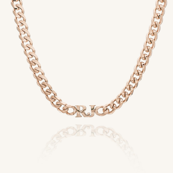 Initial choker necklace in rose gold