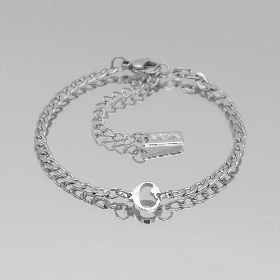 Dubai initial bracelet with cuban chain in silver plating from prya