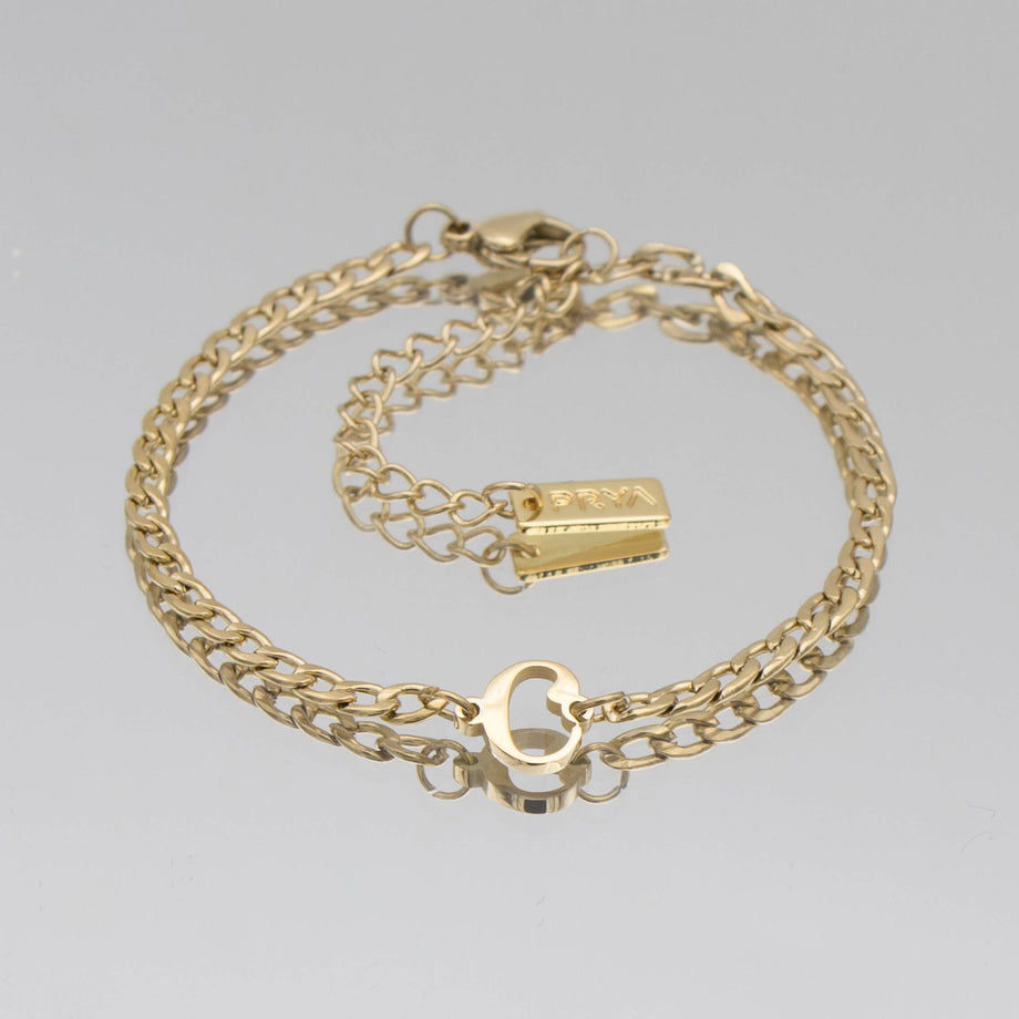 Dubai initial bracelet with cuban chain in 18k gold plating from prya