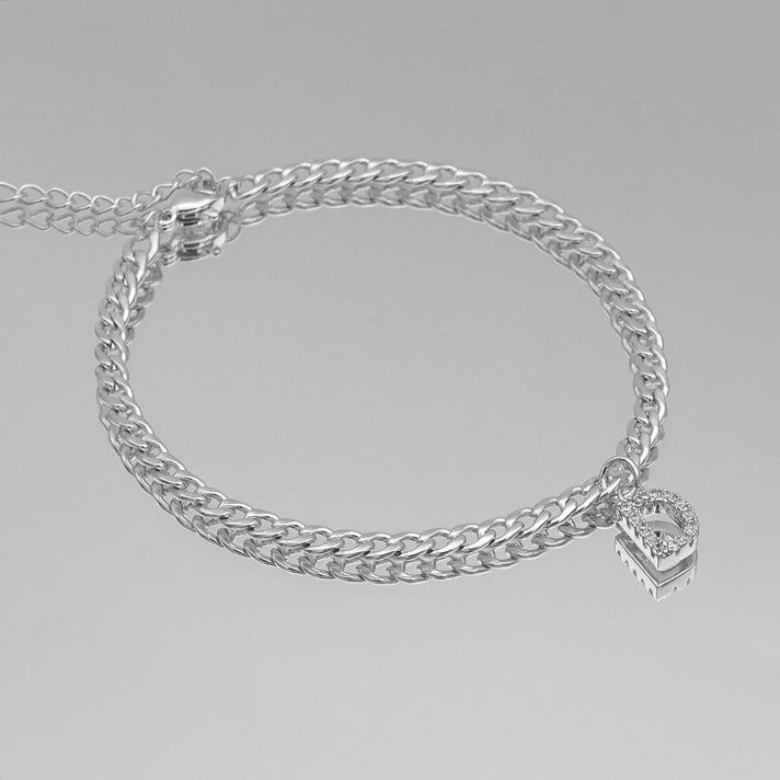 ICY Initial Anklet, cuban chain in silver from prya