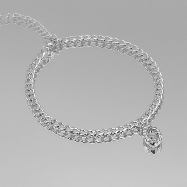 ICY Initial Anklet, cuban chain in silver from prya