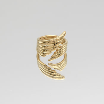 Irina Wing Wrap Ring crafted in 18k gold plated stainless steel from prya