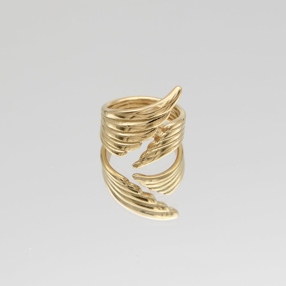 Irina Wing Wrap Ring crafted in 18k gold plated stainless steel from prya