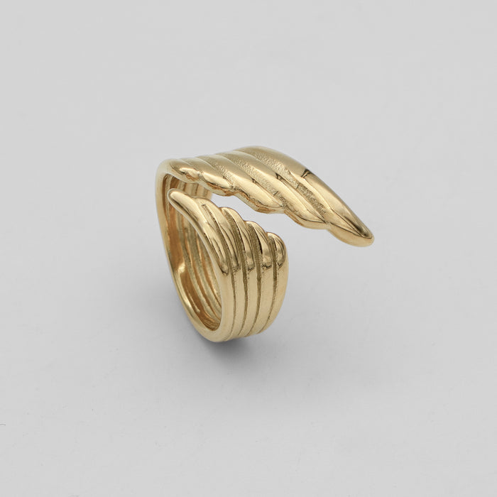 Irina Wing Wrap Ring crafted in 18k gold plated stainless steel from prya