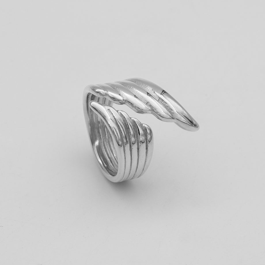 Irina Wing Wrap Ring crafted in Silver plated stainless steel from prya