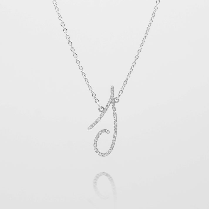 sydney initial necklace with letter 'j' in silver from prya