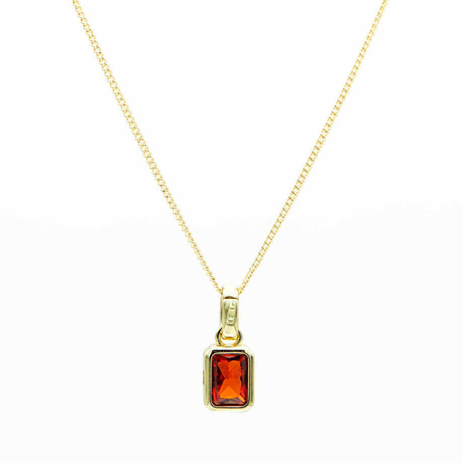 January emerald cut birthstone necklace in 18k gold from prya