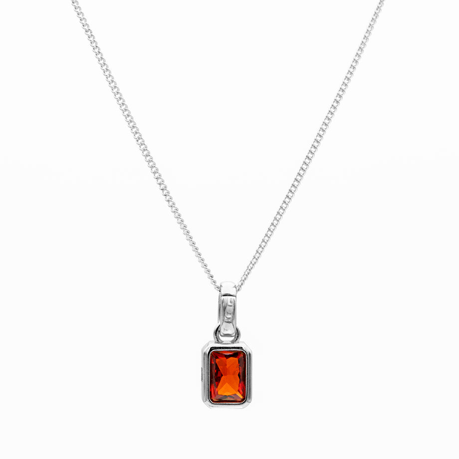 January emerald cut birthstone necklace in silver from prya 