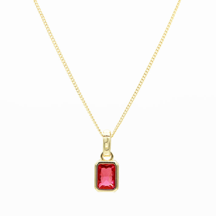 July emerald cut birthstone necklace in 18k gold from prya