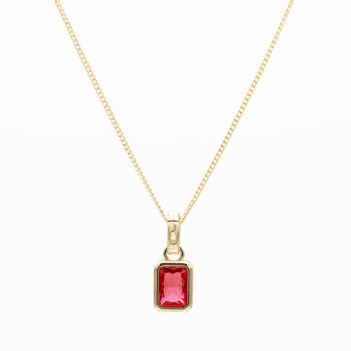 July emerald cut birthstone necklace in 18k gold plating from prya 
