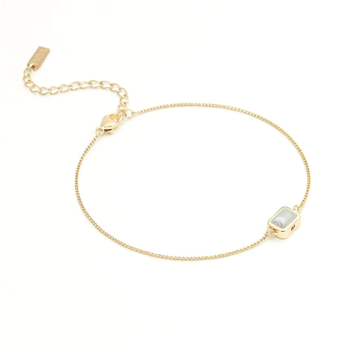 June Emerald cut birthstone bracelet  in 18k gold plating from prya