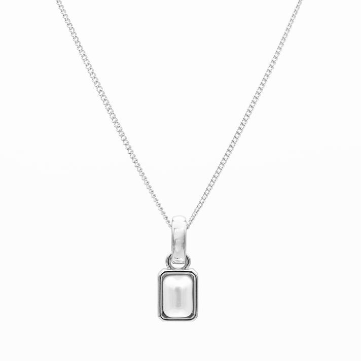 June emerald cut birthstone necklace in silver from prya 