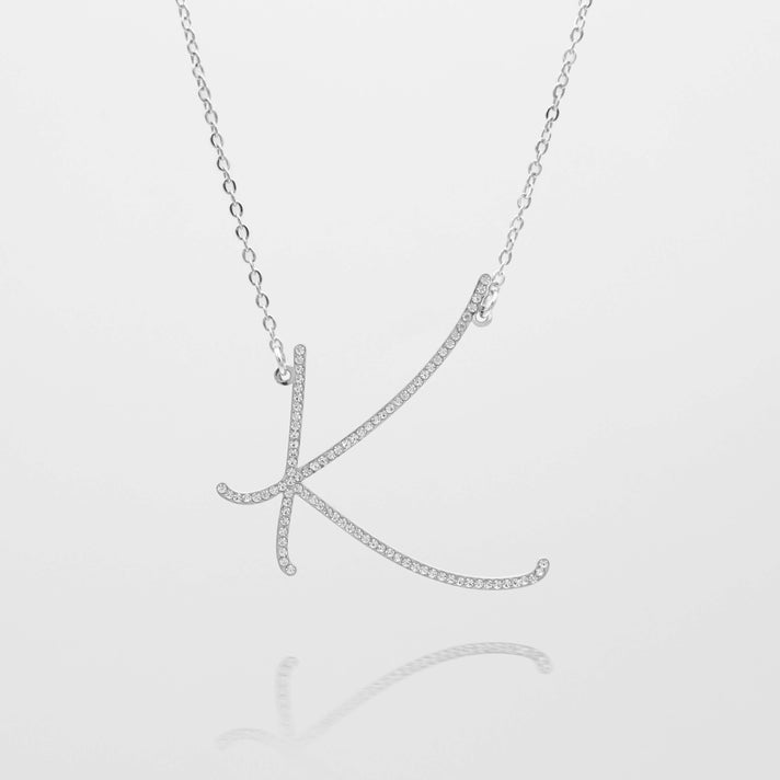 sydney initial necklace with letter 'k' in silver from prya