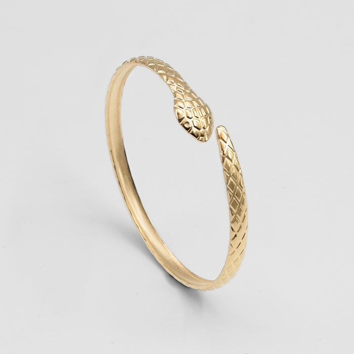 image of gold textured snake bangle from prya
