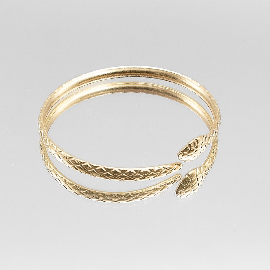 image of gold textured snake bangle from prya