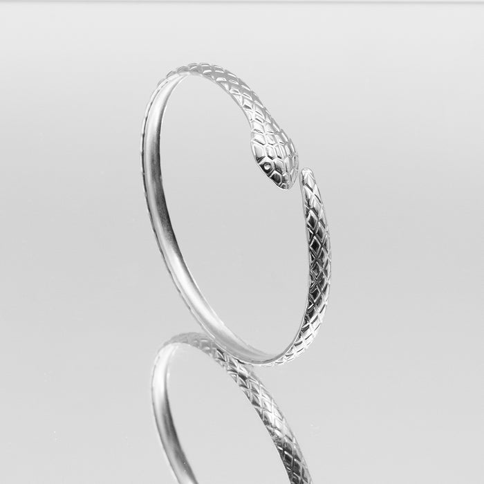image of silver textured snake bangle from prya