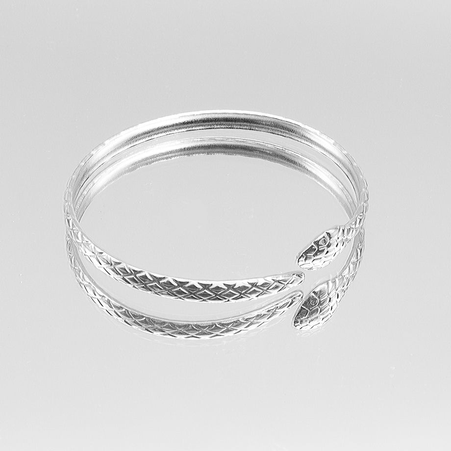 image of silver textured snake bangle from prya