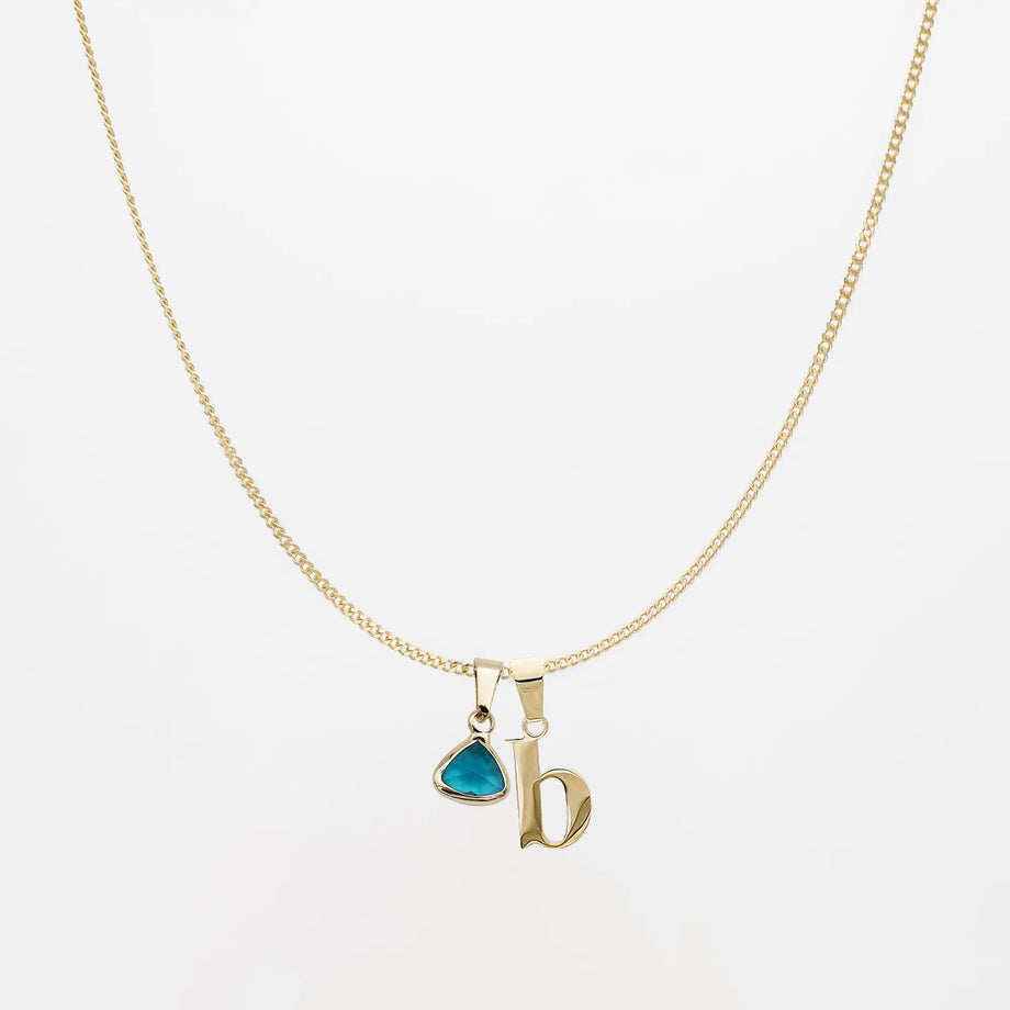 Kayla Lowercase Mini Initial & Birthstone Necklace