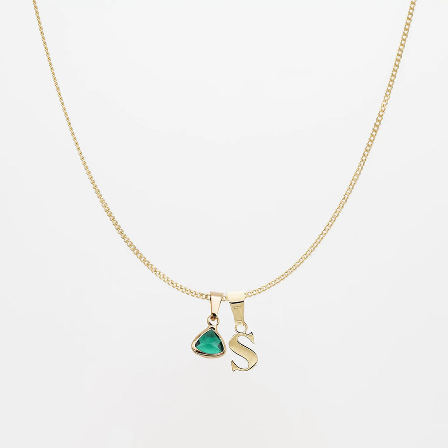 Kayla Lowercase Mini Initial & Birthstone Necklace