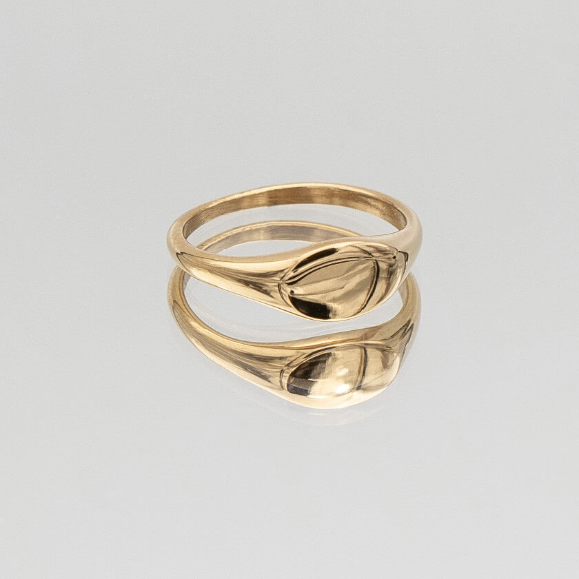 Kiara Ring iconic Gold plated Signet ring with an oval shape from Prya