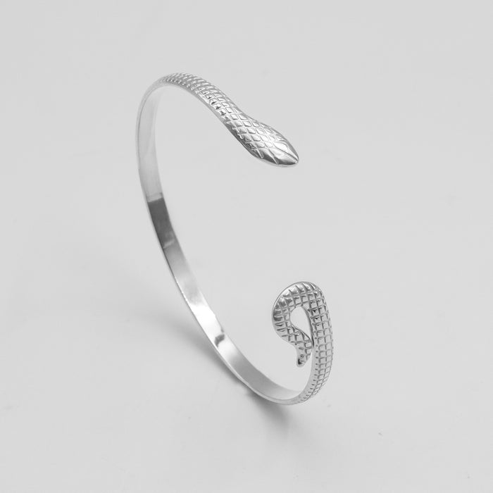 image of silver textured snake bangle from prya 
