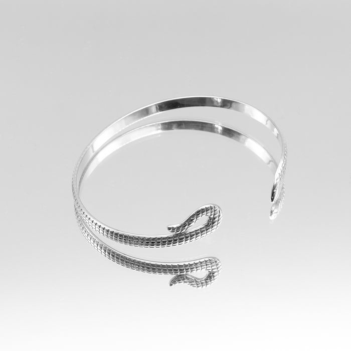image of silver textured snake bangle from prya 