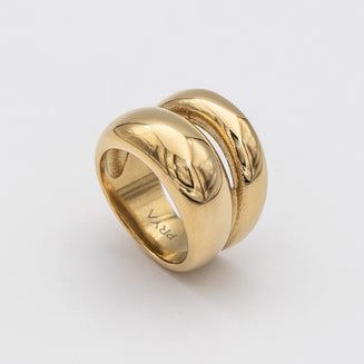 Layla Ring, a chunky Gold plated double band dome design from Prya