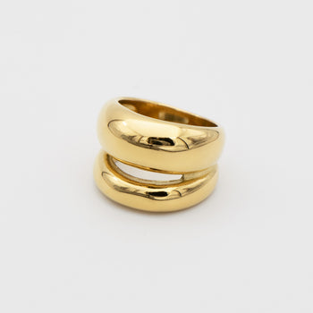 Layla Ring, a chunky Gold plated double band dome design from Prya